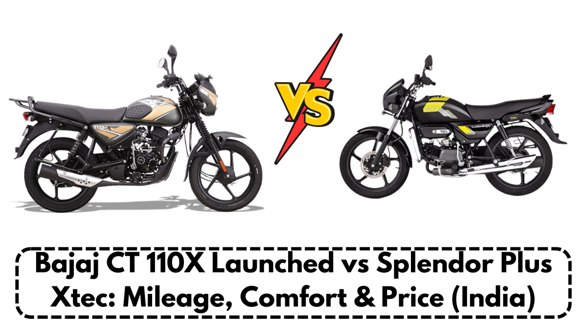 Bajaj CT 110X Launched vs Splendor Plus Xtec: Mileage, Comfort & Price (India)